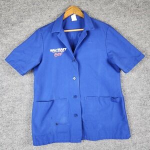 Vintage Walmart Employee Shirt Vest Blue Medium Made in USA Retro 2000'